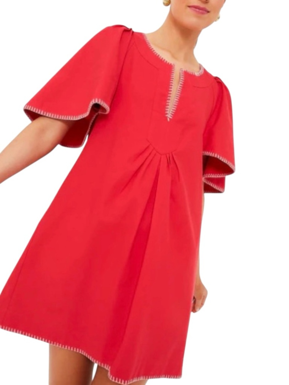 Magaschoni Poppy Stitch Finley Flutter Sleeve linen Dress size M - Picture 6 of 15